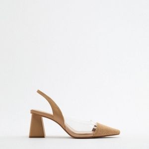 Zara Woven Vinyl Slingback Heels (38/ 7.5)